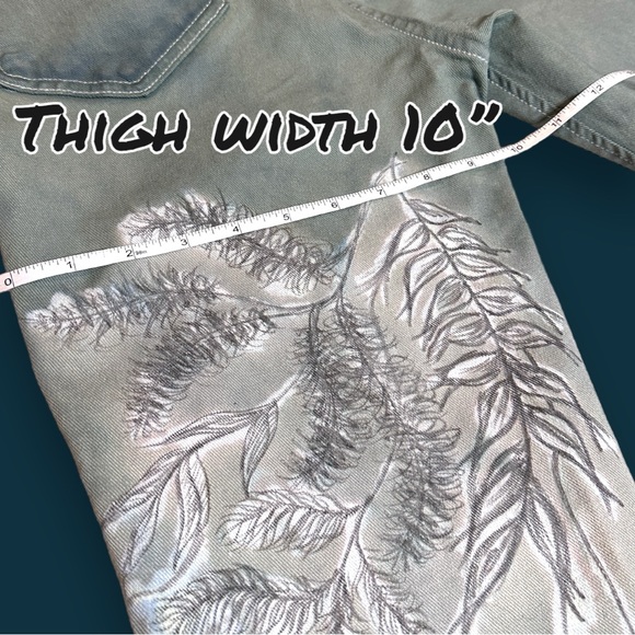 🎉HP🎉Originally NWT  Euchre Cigarette Jeans, Hand painted and Sage Dyed. 28 - Picture 11 of 13